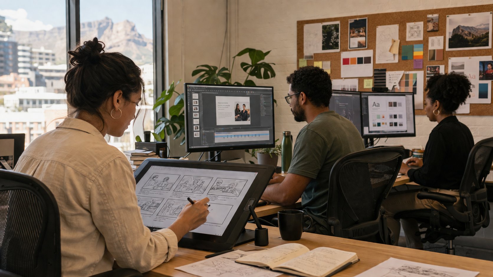 A digital learning production team in motion