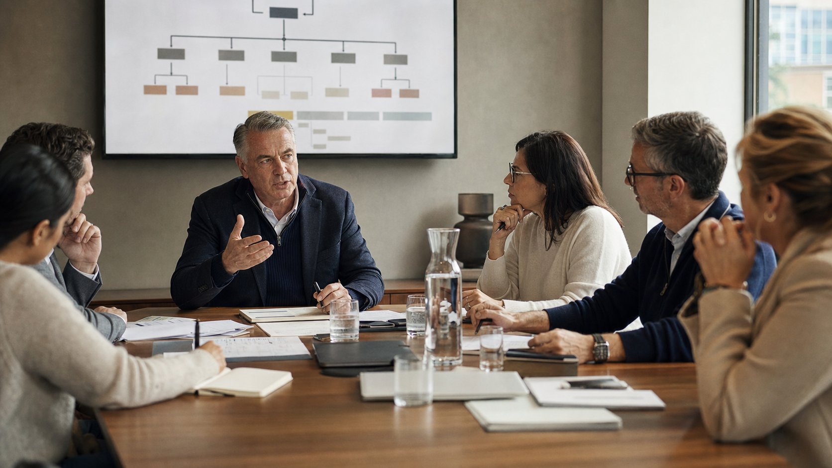 A senior advisor in an executive team meeting